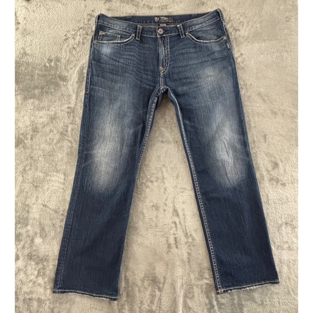 Silver Jeans Grayson Heritage Straight Leg Jean Mens 38x34 Relaxed Fit Dark Wash